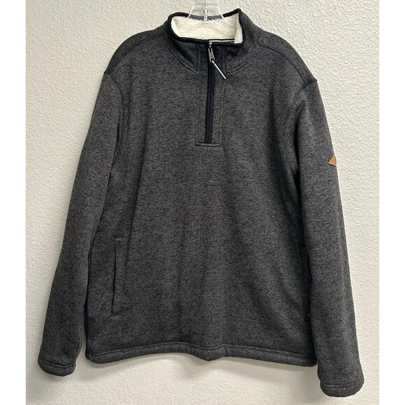 Orvis Men’s Quarter Zip Sherpa Lined Pullover Sweater XL Outdoor Gray - Picture 1 of 12